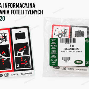 naklejka informacyjna rozkładania foteli tylnych BAC500620